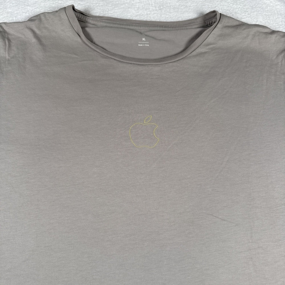 Apple Logo Outline T-Shirt Grey Neon Yellow Company Store Men's Size XL